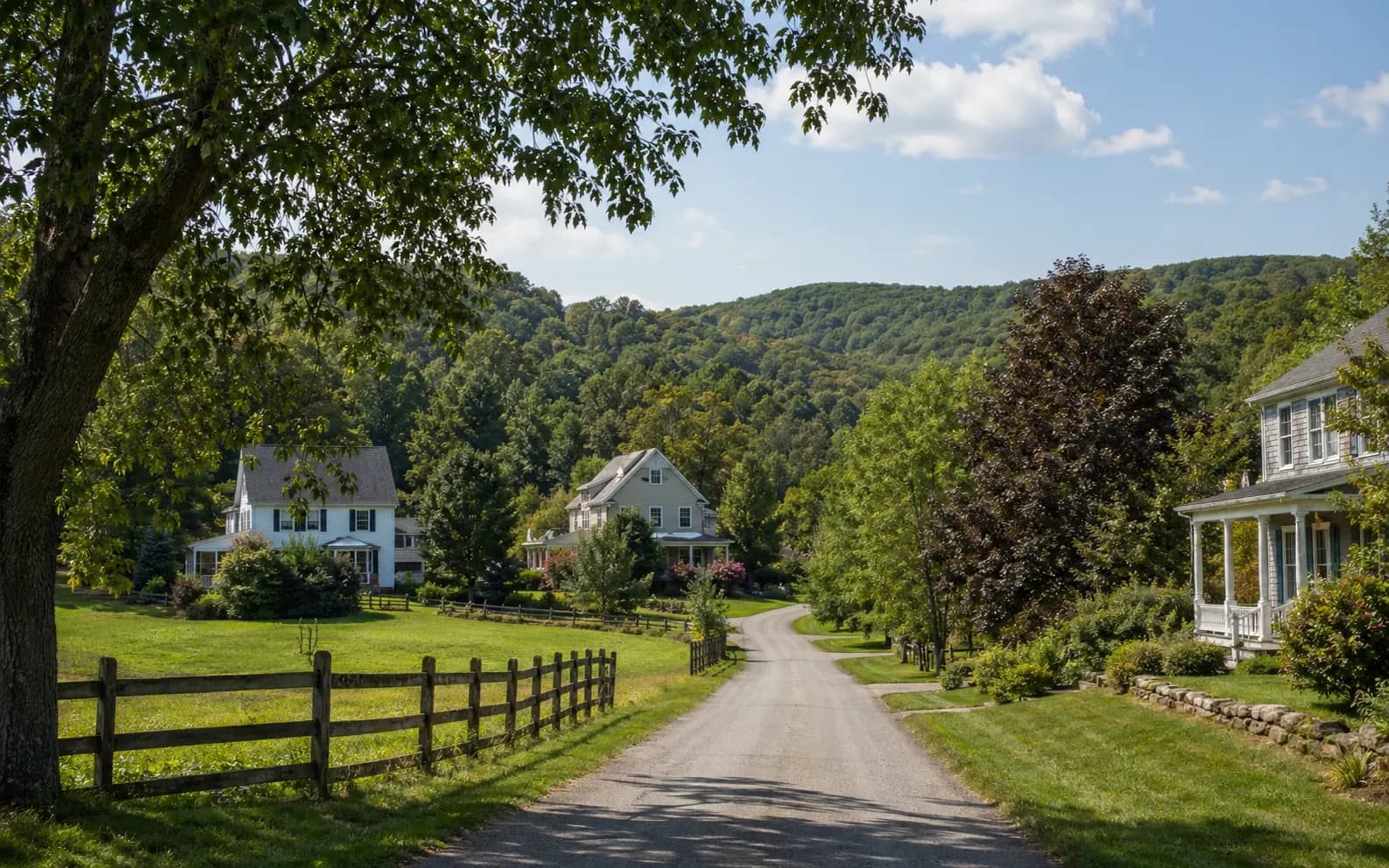 A quiet Hudson Valley neighborhood surrounded by rural New York landscape